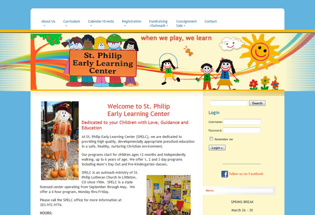St. Philip Early Learning Center, content management system designed and developed by Sites and Beyond, Longmont, Louisville, Boulder, Colorado
